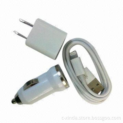 3-in-1 Charger Kits for iPhone 5 with Mini USB Car Charger, Power Adapter and USB Cable